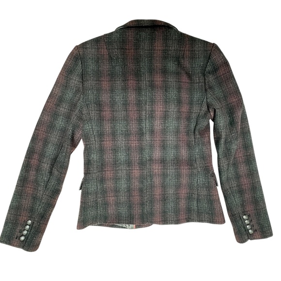 jacket blazer BANANA REPUBLIC XS/S cropped plaid wool blend classic boho indie - Picture 4 of 15